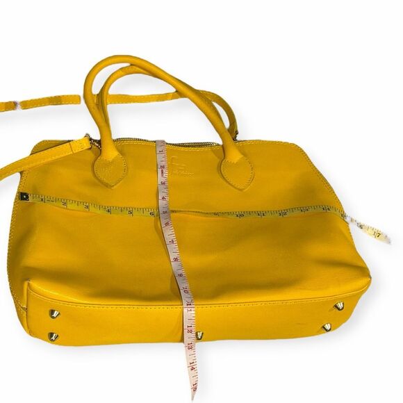 DFH ITALY Women’s Bright Yellow Leather Structured Handbag - Picture 6 of 7